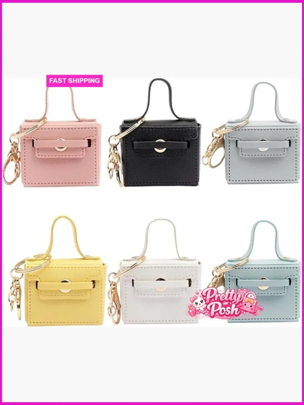 PU Leather Mini Backpack Keychain Cosmetic Bag Set of 6